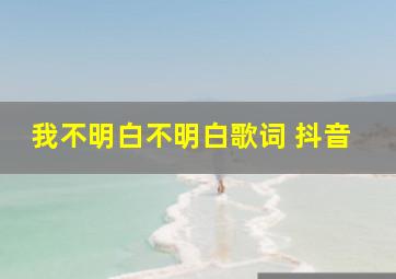 我不明白不明白歌词 抖音